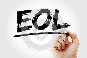 EOL - End of Line acronym with marker, technology concept background