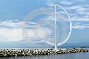 The Eole wind vane Port Ouchy Lausanne Switzerland