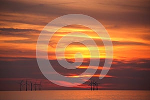 Eolian field and wind turbines photo