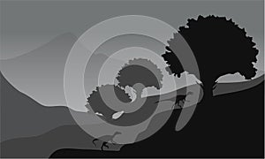 Eoraptor in hills scenery