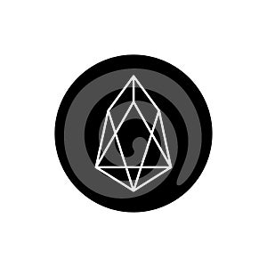 EOS coin icon isolated on white background. Eos crypto currency chrystal coin icon vector