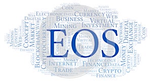 EOS cryptocurrency coin word cloud