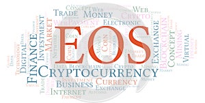 EOS cryptocurrency coin word cloud
