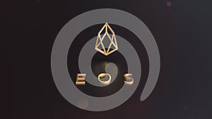 EOS cryptocurrency golden logo 3d illustration photo