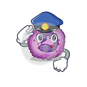 Eosinophil cell Cartoon mascot performed as a Police officer