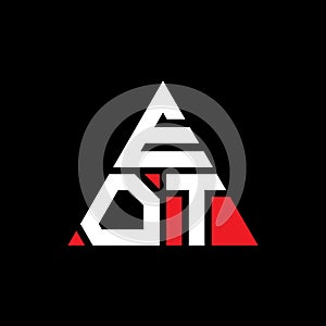 EOT triangle letter logo design with triangle shape. EOT triangle logo design monogram. EOT triangle vector logo template with red