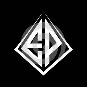 EP logo letters monogram with prisma shape design template