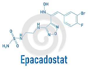 Epacadostat cancer drug molecule, indoleamine 2,3-dioxygenase inhibitor. Skeletal formula.