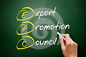 EPC - Export Promotion Council acronym, business concept on blackboard