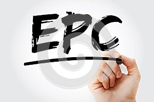 EPC - Export Promotion Council acronym with marker, business concept background