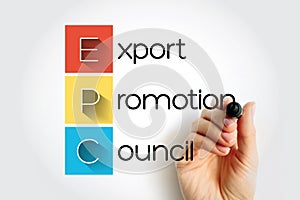 EPC Export Promotion Council - institution in the development and promotion of export trade in the country, acronym text concept