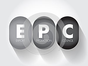 EPC Export Promotion Council - institution in the development and promotion of export trade in the country, acronym text concept