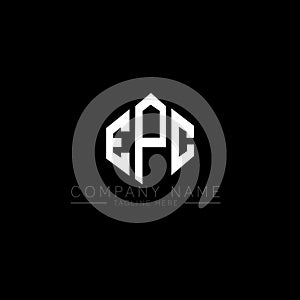 EPC letter logo design with polygon shape. EPC polygon and cube shape logo design. EPC hexagon vector logo template white and