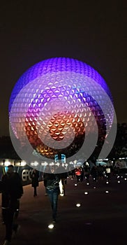 Epcot ball at night