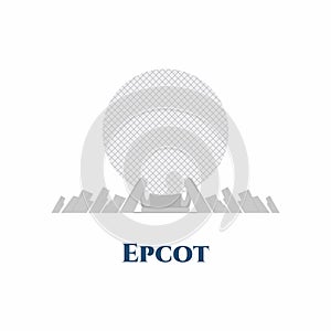 Epcot icon flat cartoon design isolated on white background. It is a theme park at the Walt Disney World Resort in Bay Lake,