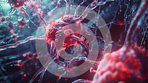 Ependymal Cells Producing Cerebrospinal Fluid in Digital Visualization