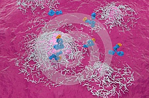 Monoclonal antibody therapy in Ependymoma - isometric view 3d illustration photo