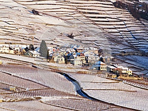 Epesses In Lavaux During Winter With Snow