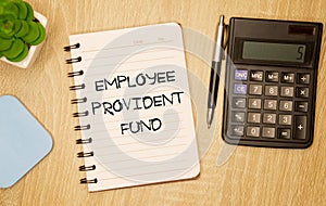 EPF, employees provident fund symbol. Wooden blocks with words 'EPF, employees provident fund