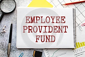 EPF, employees provident fund symbol. Wooden blocks with words 'EPF, employees provident fund