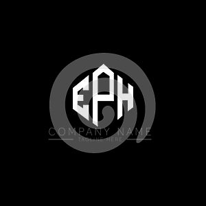 EPH letter logo design with polygon shape. EPH polygon and cube shape logo design. EPH hexagon vector logo template white and
