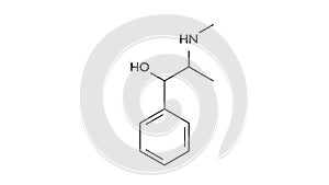 ephedrine molecule, structural chemical formula, ball-and-stick model, isolated image cns stimulant