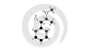 ephedrine molecule, structural chemical formula, ball-and-stick model, isolated image cns stimulant