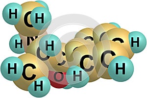 Ephedrine molecule on white