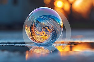 Ephemeral Elegance: Abstract Reflections in a Soap Bubble