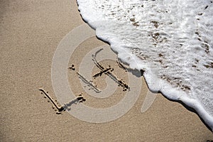 Written in the sand, ephemeral 'life'. photo