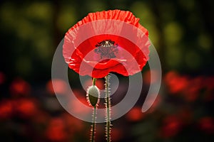 Ephemeral Red poppy flower. Generate Ai