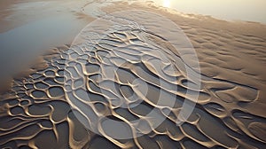 Ephemeral Sand Dune Patterns: Aerial View Of Organic Flowing Forms