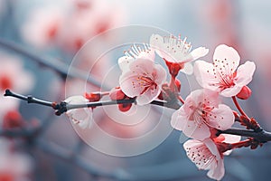 Ephemeral Spring sakura flowers. Generate AI photo