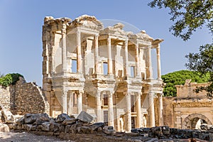 Ephesus, Turkey. The facade of the Celsus Library, 114 - 135 years