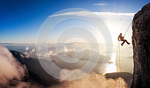 Epic Adventurous Extreme Sport Composite of Rock Climbing photo