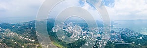 Epic aerial panorama view of Tuen Mun, from Castle Peak, Hong Kong