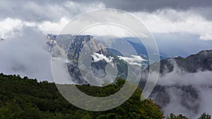 Epic aerial reveal of mountain scenery, National Park Thet, Albania