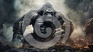 Epic Battle: Giant Gorilla Vs. Hulu Desktop Wallpaper