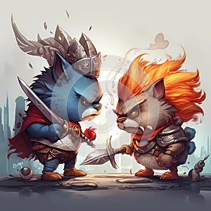 Epic Battle: Two Cats in Armor Fighting for Adventure