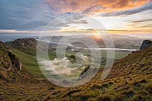 Epic cloudy sunrise at Te Mata Peak. Hawke`s Bay, New Zealand