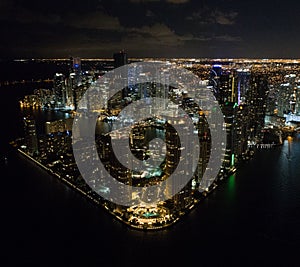 Epic drone shot of downtown miami brickell area