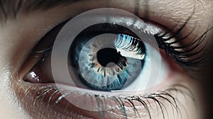Epic eye, with gorgeous iris, beautiful woman eye, closeup shot. Generative AI
