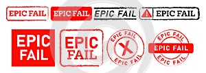 epic fail rectangle square and circle red stamp label sticker seal badge concept