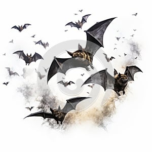 Epic Fantasy Scene: Bats Flying In Haunting Structures photo