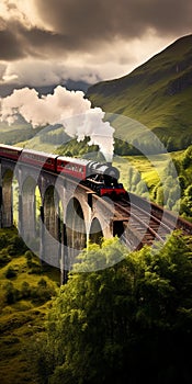 Epic Fantasy Scene: Hogwarts Express On Glenfinnan Viaduct
