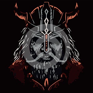 Epic fantasy viking drwarf vector illustration.Rpg video game design