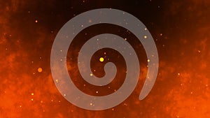 Epic fire animation with flying sparks. Dramatic background