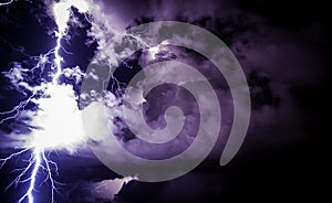 Epic and intense lightning bolt strike.