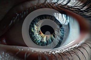 Epic iris, gorgeous woman eye, closeup shot. Generative AI