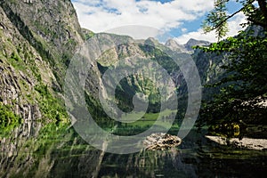 Epic landscape scenery with high mountains and germanys highest waterfall RÃ¶thbachfall